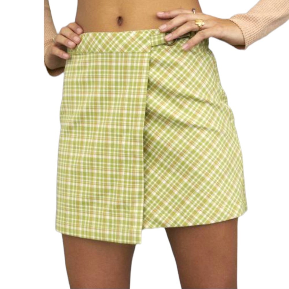 Urban Outfitters Green Plaid Mini Skirt